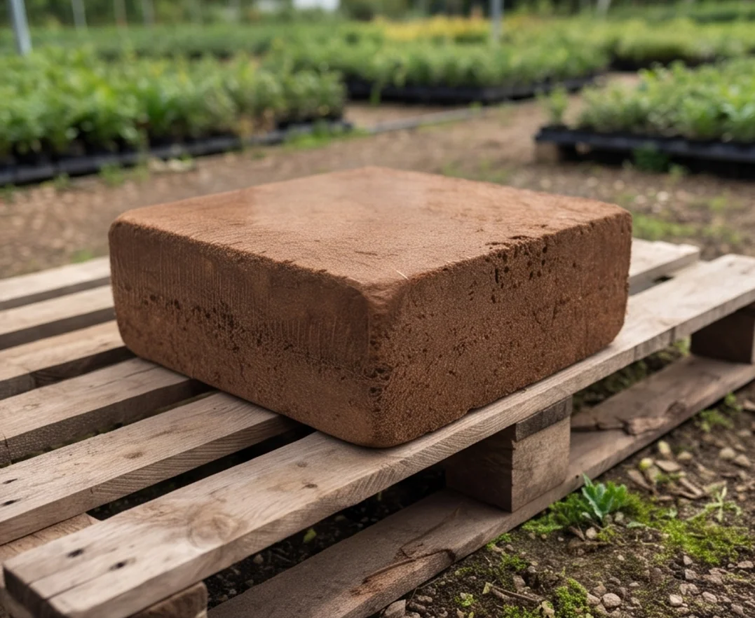 1600T Cocopeat Coir Pith Block Press — finished product 1